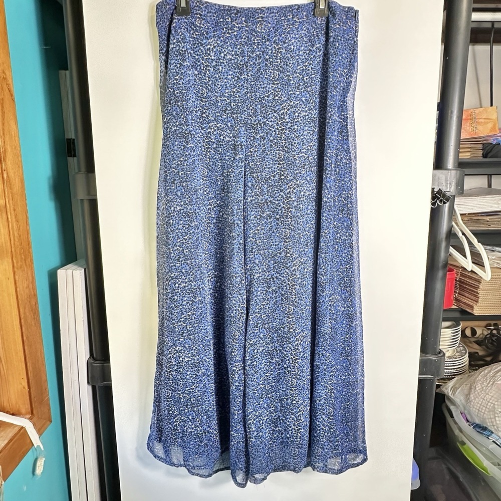 Vintage‎ Lily White Womens Size L Blue Sheer Lined Wide Leg Palazzo Pants